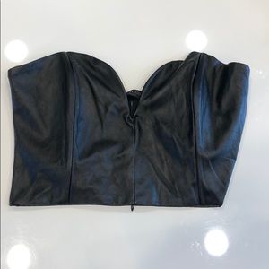 *NEW* Leather black strapless crop